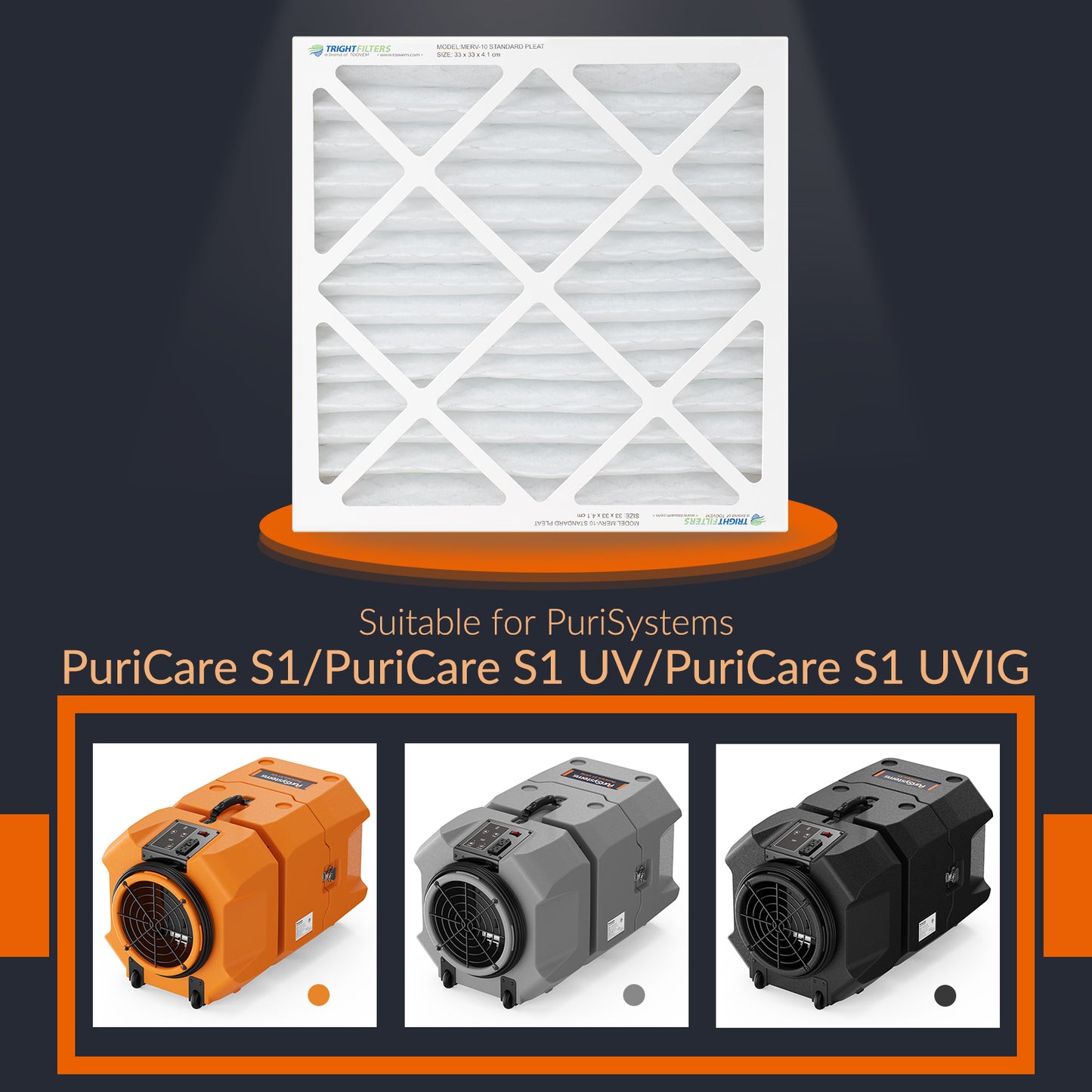 Purisystems MERV-10 Air Filter 4 Pack for PuriCare S1, UV, and UVIG Air Scrubber